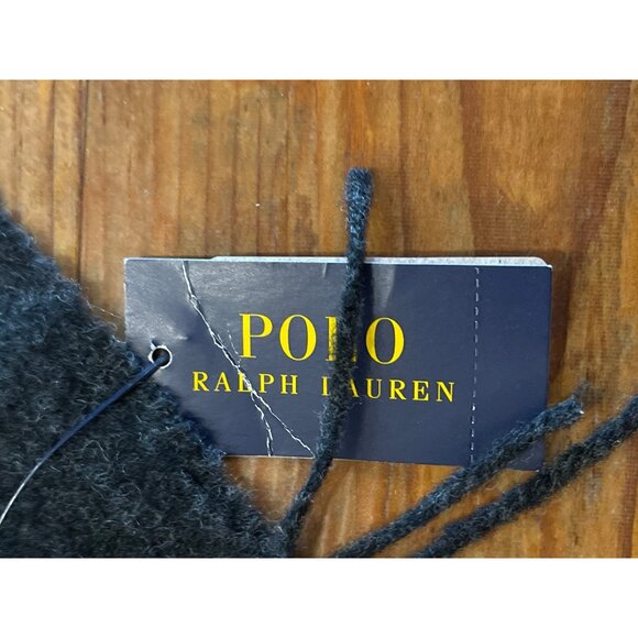 Polo Ralph Lauren Gray Wool Scarf With Bear Embroidery Unisex New With Tag - Picture 4 of 4